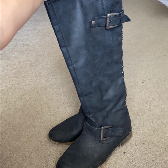Black Faux Leather riding boots - Picture 2 of 4